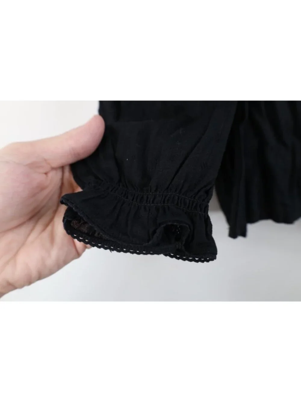New Polo Ralph Lauren Girls Size 7 Looped Button Ruffled Dress Shirt Top Black